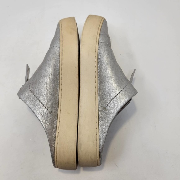 Frye Womens Lena Zip Mule Slip On Sneakers 6M Metallic Silver Leather Platform - Picture 8 of 10